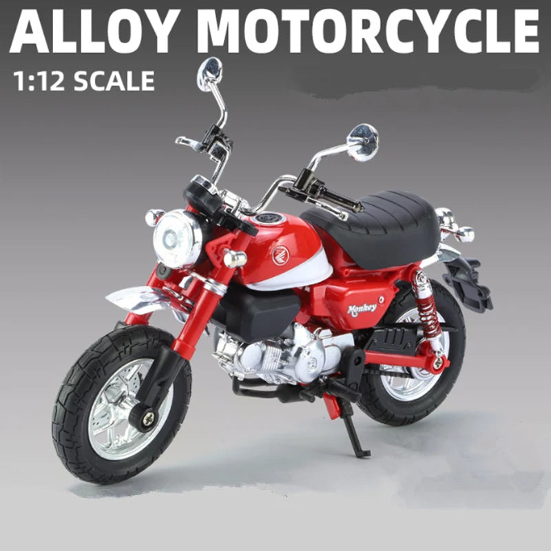 1:12 Honda Monkey 125 Alloy Sports Motorcycle Model Diecast Street Racing Motorcycle Model Simulation Sound Light Kids Toys Gift