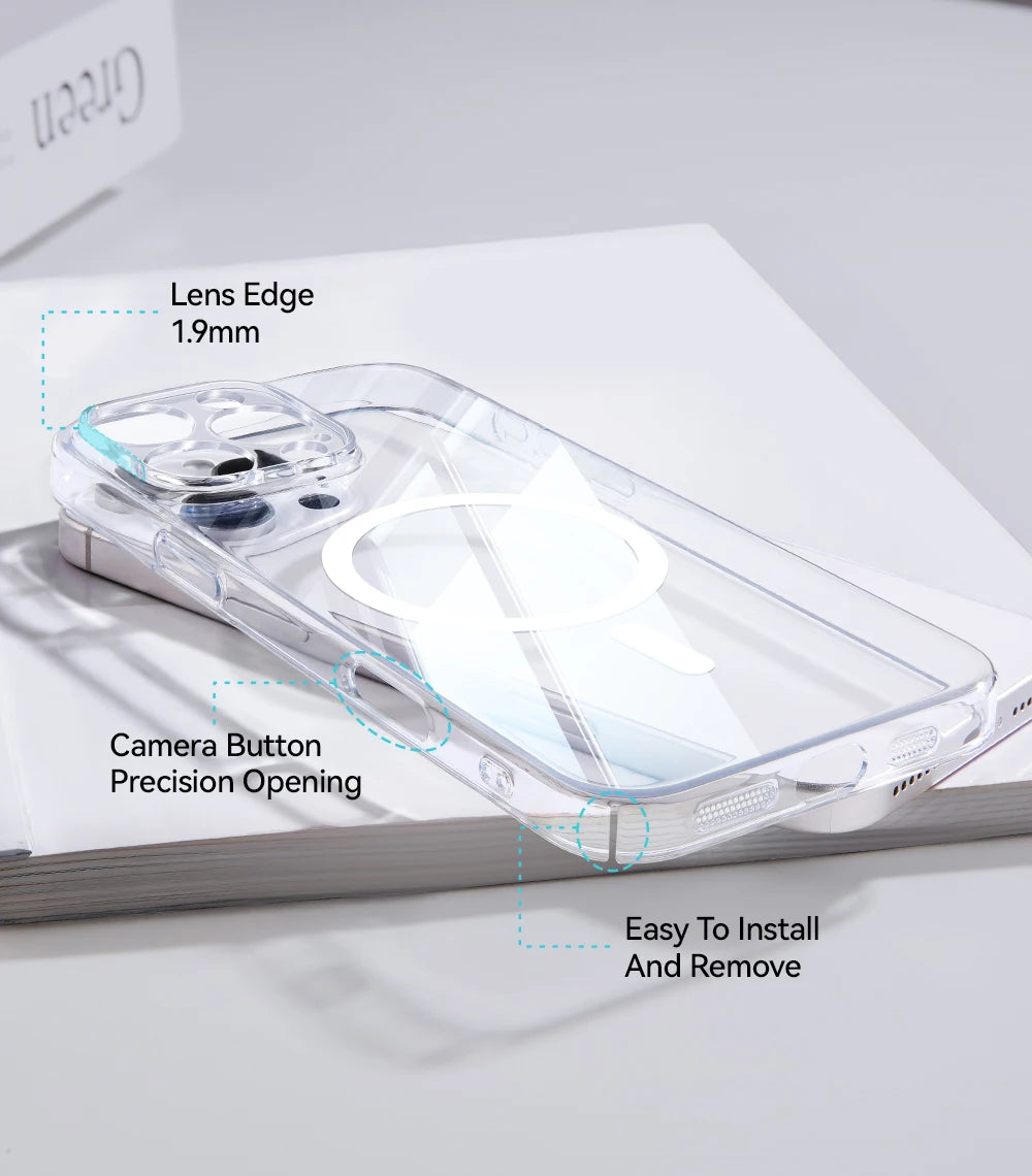 Joyroom Magnetic Case For iPhone 17 16 Pro Max Case Anti Yellow Transparent Cover For iPhone 17 Pro Wireless Charger Thin Cover