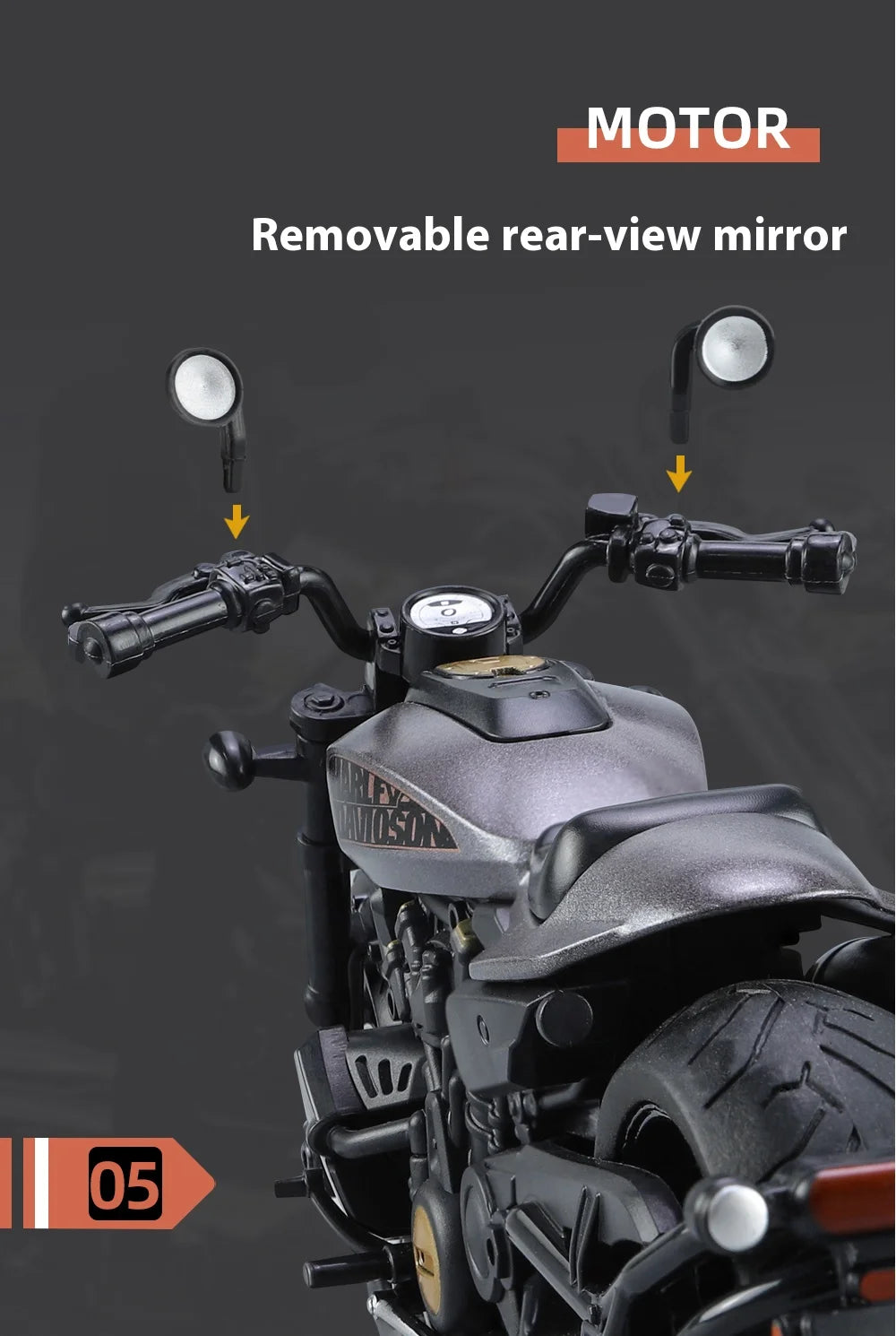 Simulation 1/12 Davidson SPORTSTER-S Off-road Alloy Motorcycle, Model Ornaments for Children Toys for Boys Holiday Gifts