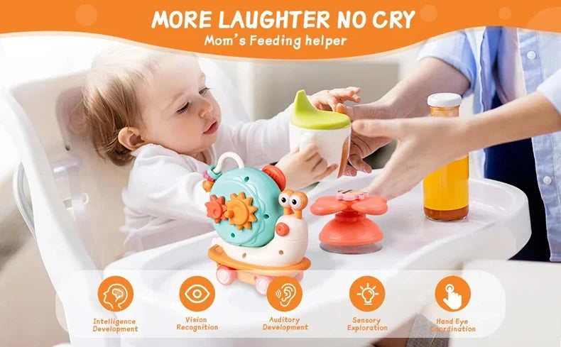 Snail Windmill Toys Car For Boys Girls Spinner Suction Cup Sensory Fine Motor Infant Travel Toys Montessori For Baby Newborn Gif