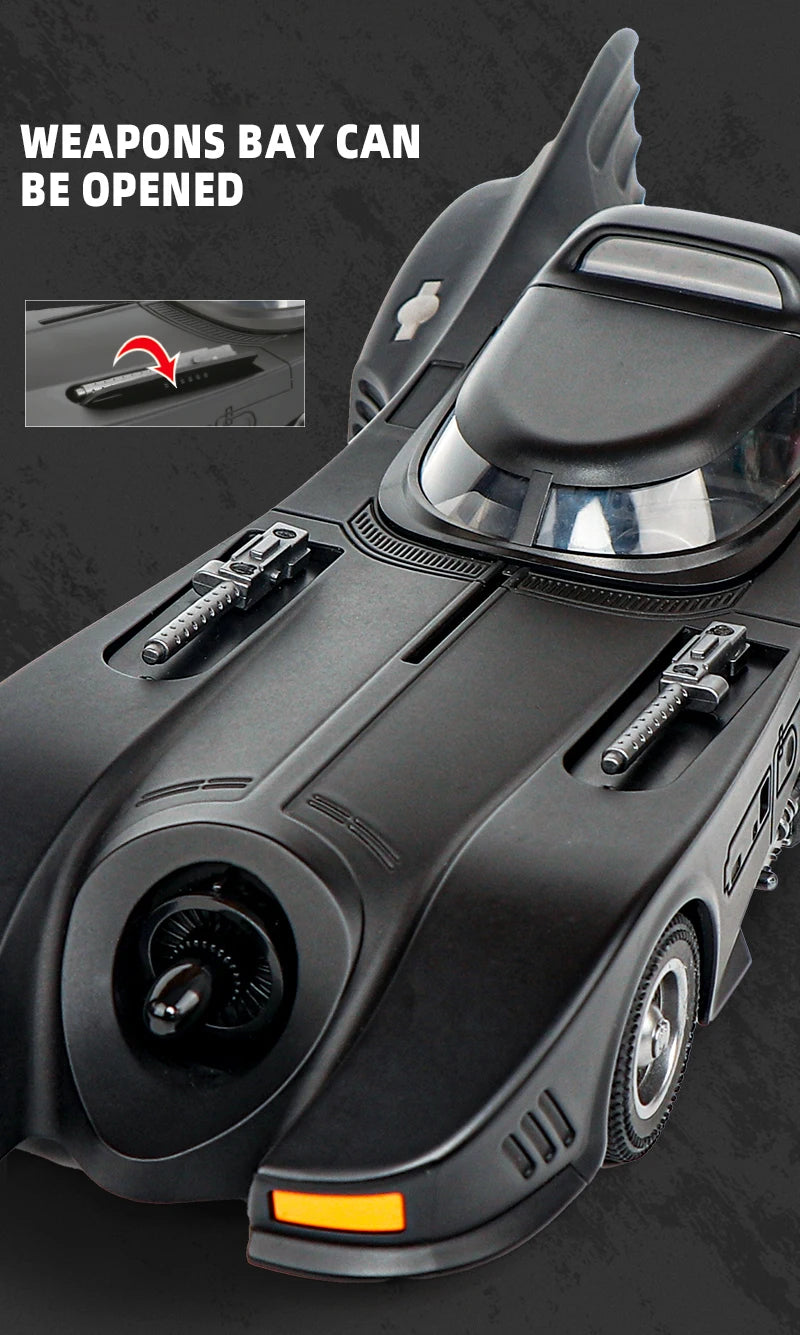 1:18 1989 Batmobile Die-cast Car with Batman Figure, Toys for Kids and Adults , Black
