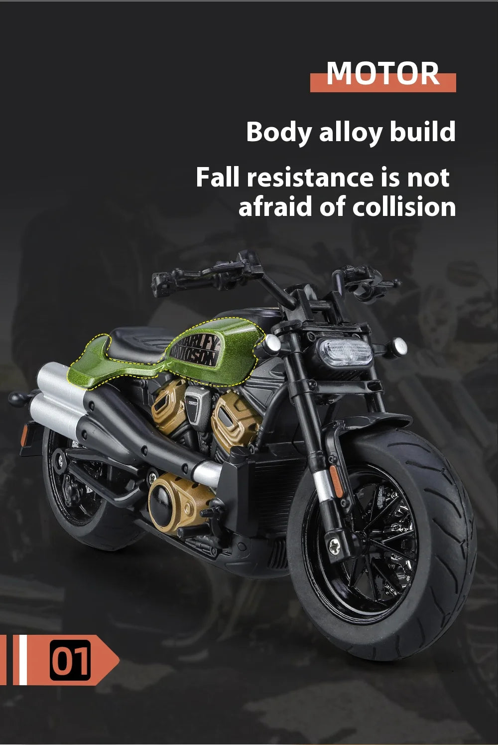 Simulation 1/12 Davidson SPORTSTER-S Off-road Alloy Motorcycle, Model Ornaments for Children Toys for Boys Holiday Gifts