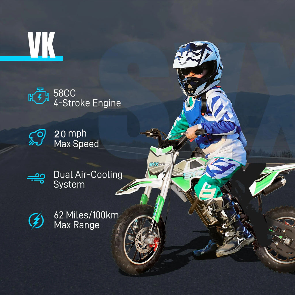 SYX MOTO 58cc Dirt Bike for Kids 4-Stroke Gas Powered Mini Pit Bike Off Road Motorcycle Gift for Children Motorcycle Dirt Bike