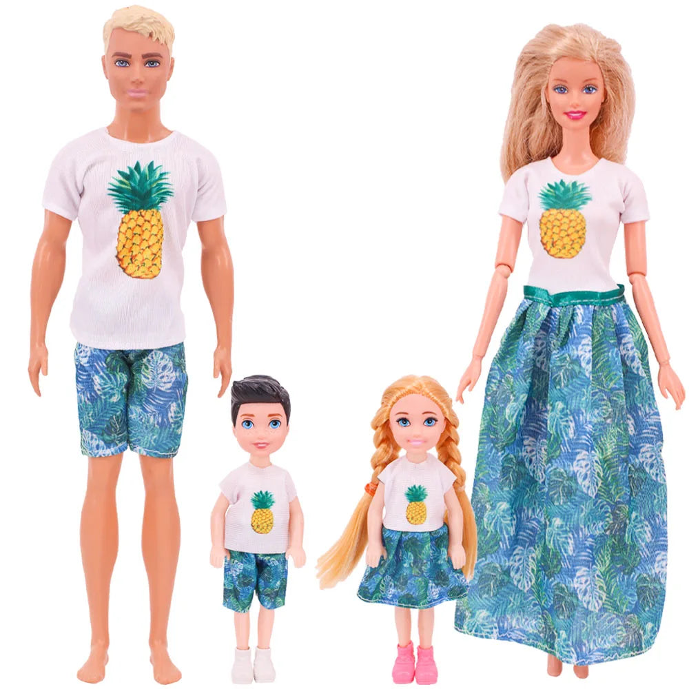 4Pcs Doll Clothes Parent Child Set For 30CM&Ken Family 5inch Kellyes Doll Clothes&5inch Kelly doll Accessories,Festival Gift Toy