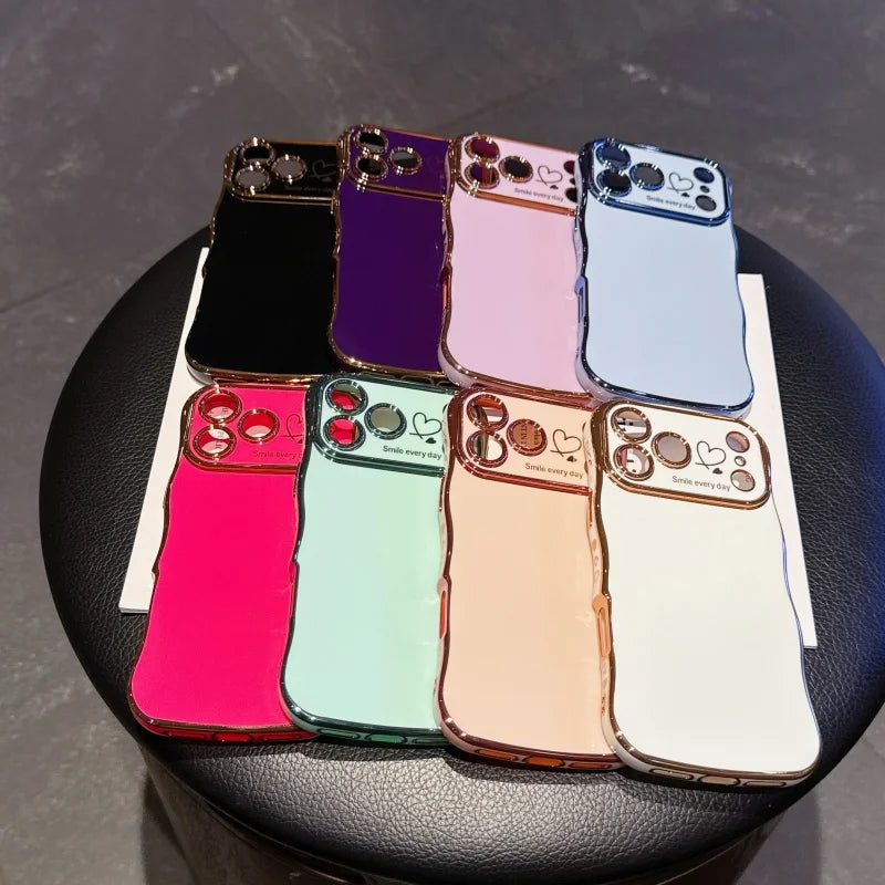 Electroplating Side Love Phone Case for IPhone 17 Pro Max 17 Air 16 15 14 Plus 13 12 11 Pro Max Cover Lens Shockproof Bumper