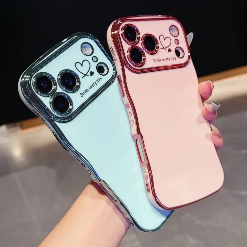 Electroplating Side Love Phone Case for IPhone 17 Pro Max 17 Air 16 15 14 Plus 13 12 11 Pro Max Cover Lens Shockproof Bumper