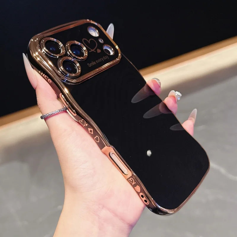 Electroplating Side Love Phone Case for IPhone 17 Pro Max 17 Air 16 15 14 Plus 13 12 11 Pro Max Cover Lens Shockproof Bumper
