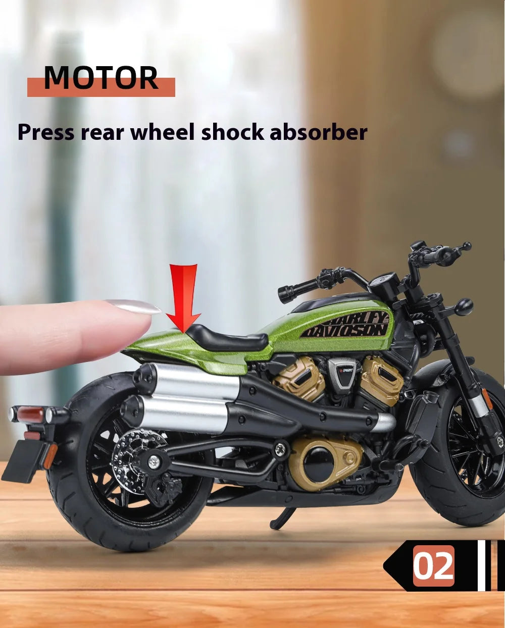 Simulation 1/12 Davidson SPORTSTER-S Off-road Alloy Motorcycle, Model Ornaments for Children Toys for Boys Holiday Gifts