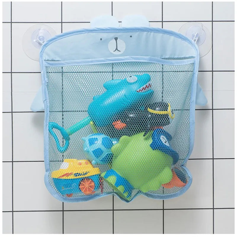 New Cartoon Duck Baby Bathroom Mesh Bag Sucker Design for Bath Toys Kids Animal Shapes Cloth Sand Toys Storage Net Bag