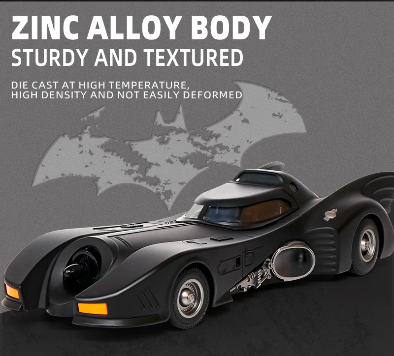 1:18 1989 Batmobile Die-cast Car with Batman Figure, Toys for Kids and Adults , Black