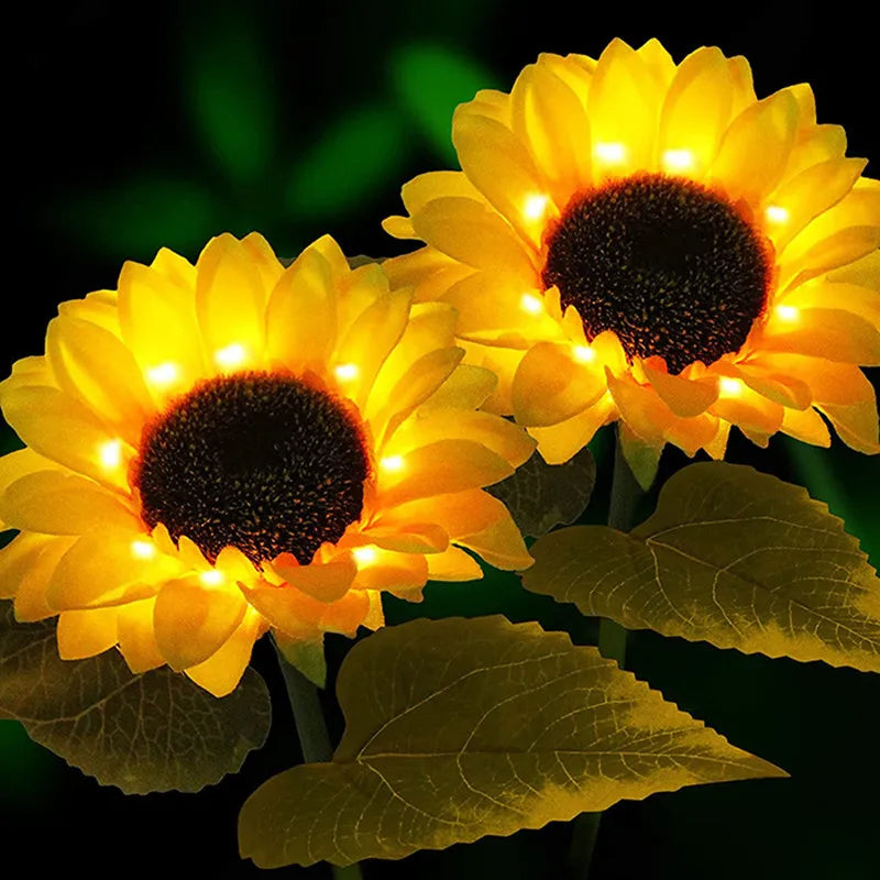 LED Solar Sunflowers Rose Flower Light Home Decorative Flower Lights Garden Decoration Lawn Lamp Waterproof Landscape Rose Light