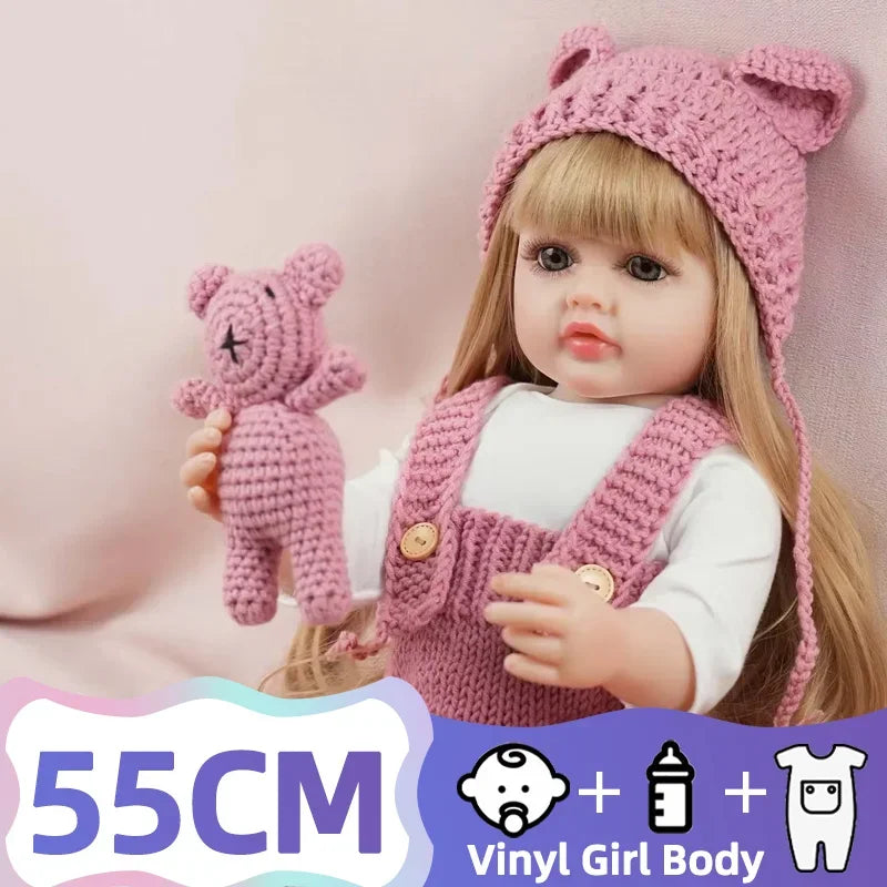 JOYORA 22in 55cm  Handmade High Quality Soft Vinyl Silicone Reborn Toddler Detailed Lifelike Hand-rooted hair Collectible