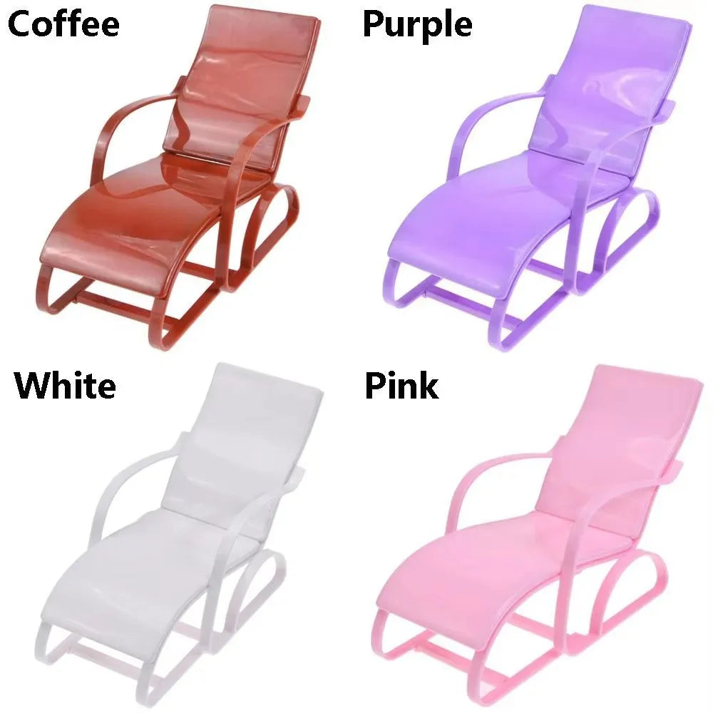 1pc Dollhouse Miniature Beach Chair Model Foldable Deckchair for Playhouse Outdoor Decor Lounge Room Accent Decoration Accessory