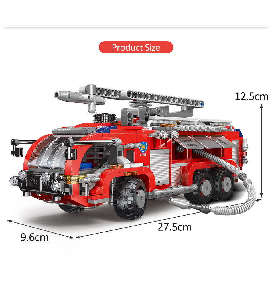 Simulation City Firefighter Rescue Engineering Vehicle  Movable Building Block Fire Truck Model Kit Children Assembled Toy Gift