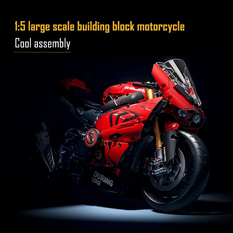 ToylinX 1:5 Motorcycle Building Blocks Set 2024pcs Technical Racing Super Motorbike Model Kids DIY Assembled Toys Gifts For Boys