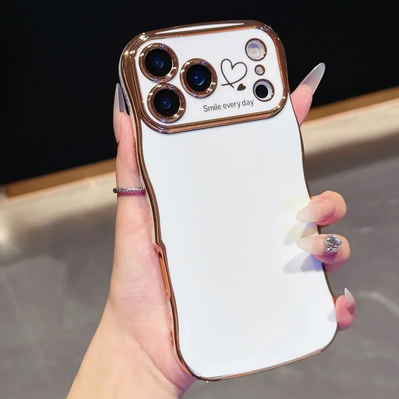 Electroplating Side Love Phone Case for IPhone 17 Pro Max 17 Air 16 15 14 Plus 13 12 11 Pro Max Cover Lens Shockproof Bumper