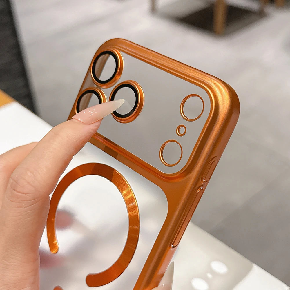 Luxury Matte Translucent Magnetic Case For iPhone 17 Pro Max 17Pro 17 Air For Magsafe Wireless Charging Camera Protector Cover
