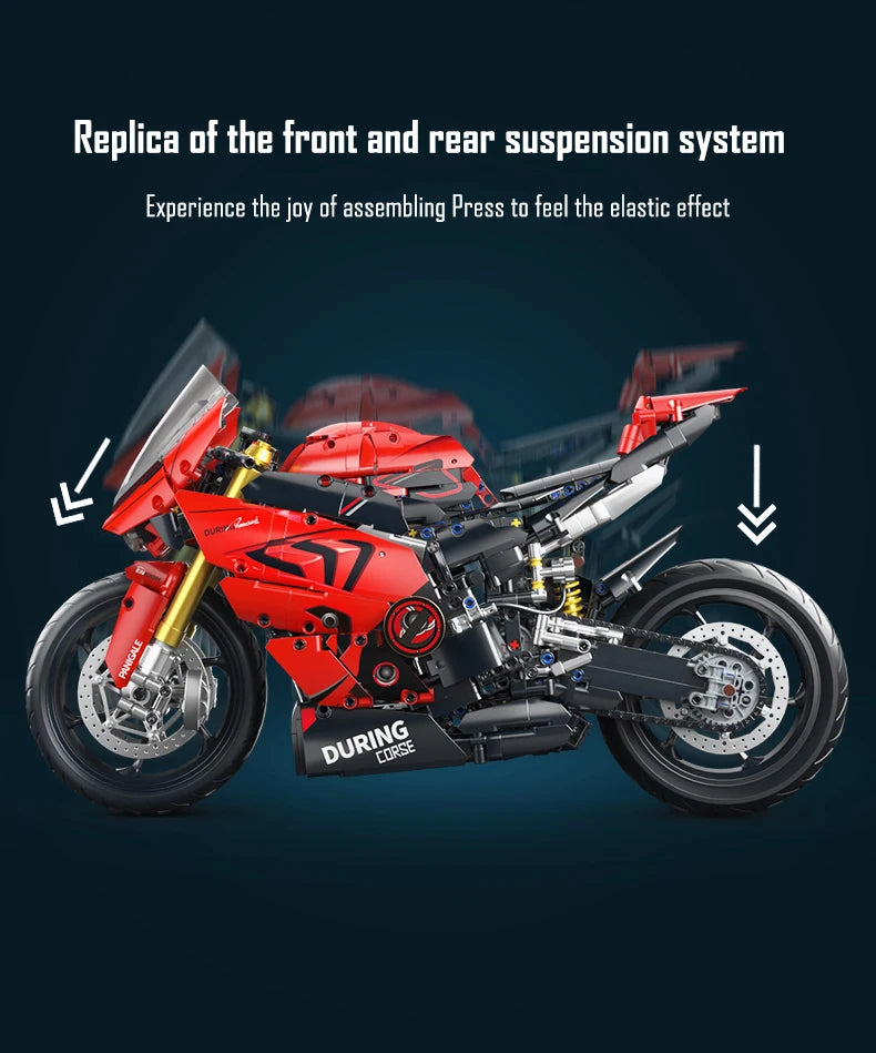 ToylinX 1:5 Motorcycle Building Blocks Set 2024pcs Technical Racing Super Motorbike Model Kids DIY Assembled Toys Gifts For Boys