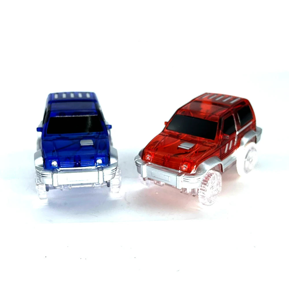 Magical Glowing Race Track Car Toy Vehicle LED Light Electronics Car Tracks Toy Parts Car Christmas Birthday Gifts for Kids