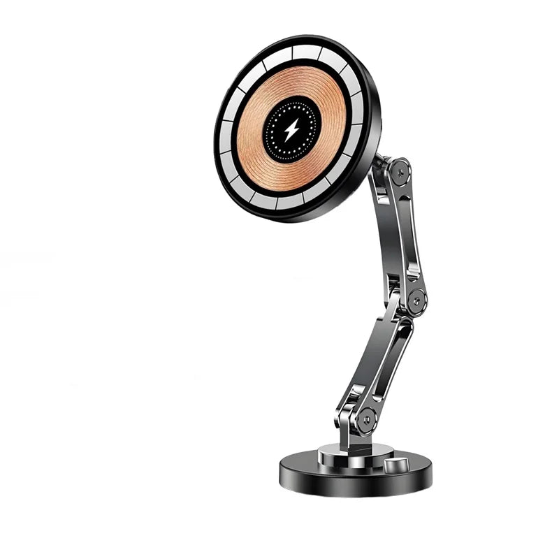 15W Car Magnetic Wireless Charger Holder 360 Rotation Metal Adjustable Angle in Car Stand For Iphone 15 14 13 12 Pro Max Samsung