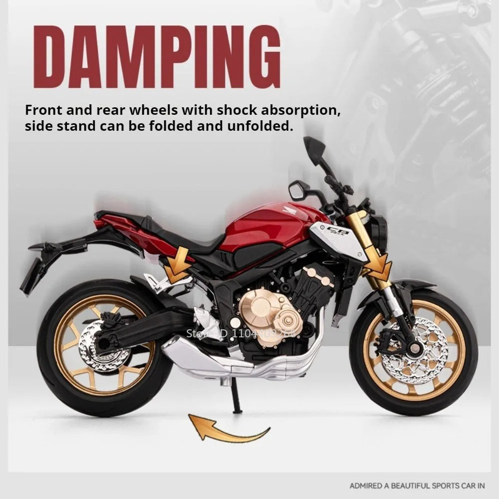 Scale 1:12 Honda CB650 HP4 Motorcycle Model Toy Alloy Diecast Shock Absorption Miniature Racing Motor Models for Kids Gifts