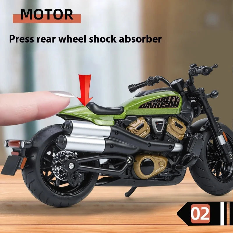 Simulation 1/12 Davidson SPORTSTER-S Off-road Alloy Motorcycle, Model Ornaments for Children Toys for Boys Holiday Gifts