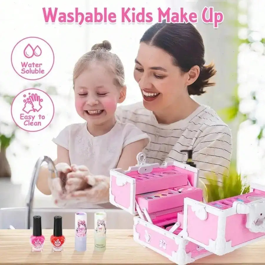 Children's Day Best Gift Washable Princess Makeup Kit for Girls – Pretend Play Cosmetic Set, Perfect Birthday Gift for Princess Parties & Creative Play