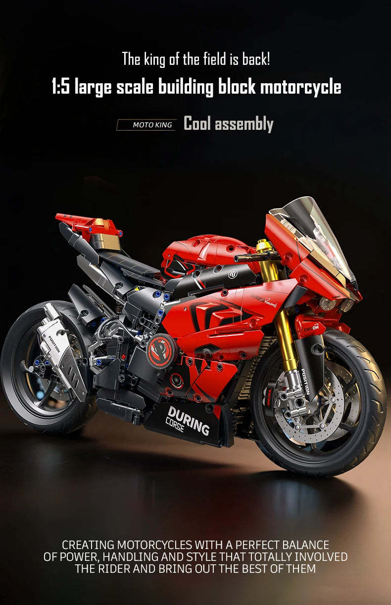 ToylinX 1:5 Motorcycle Building Blocks Set 2024pcs Technical Racing Super Motorbike Model Kids DIY Assembled Toys Gifts For Boys