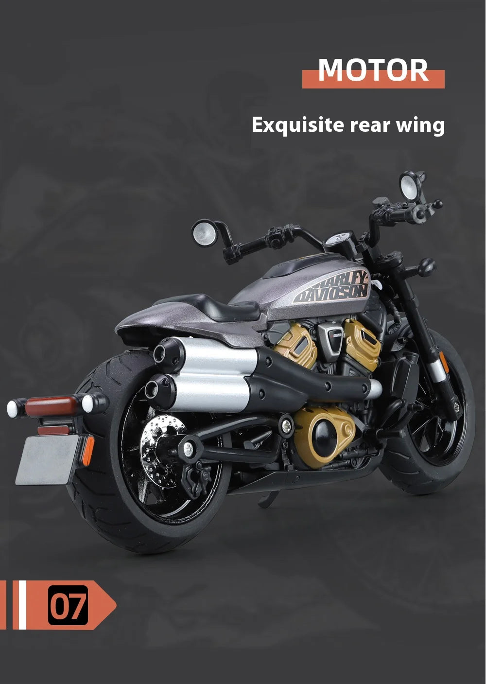 Simulation 1/12 Davidson SPORTSTER-S Off-road Alloy Motorcycle, Model Ornaments for Children Toys for Boys Holiday Gifts