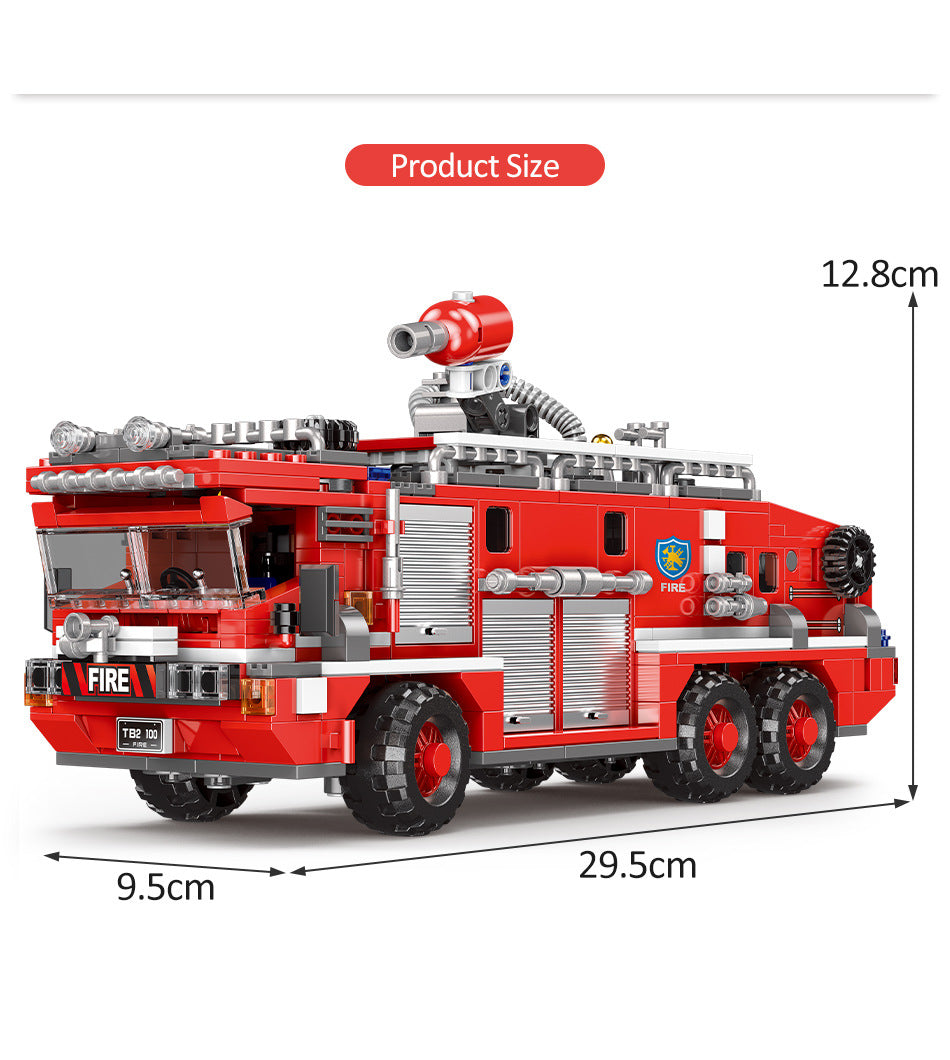 Simulation City Firefighter Rescue Engineering Vehicle  Movable Building Block Fire Truck Model Kit Children Assembled Toy Gift