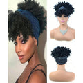 Black Headband Wigs For Women Afro Kinky Curly Wig With Synthetic Short Hair Wigs With Headband Attached Headwrap Wigs