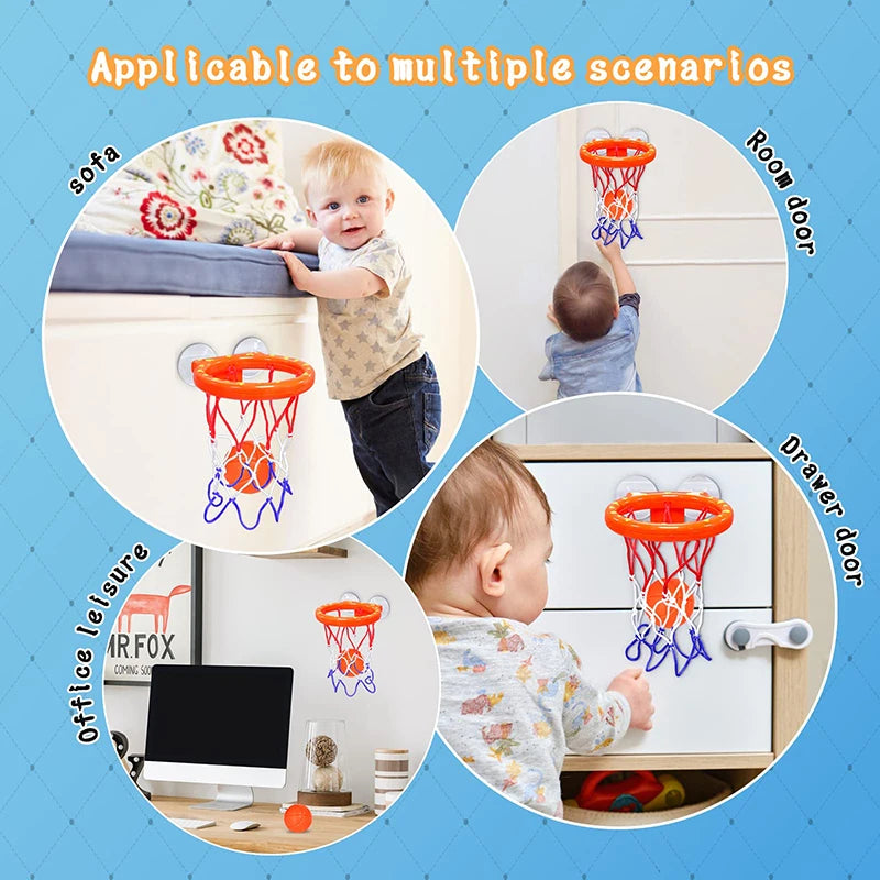 Fun Basketball Hoop Balls Playset Boys Girls Bath Toys Bathtub 3 Balls Set Strong Suction Cup Bathroom Game for Kids Toddlers