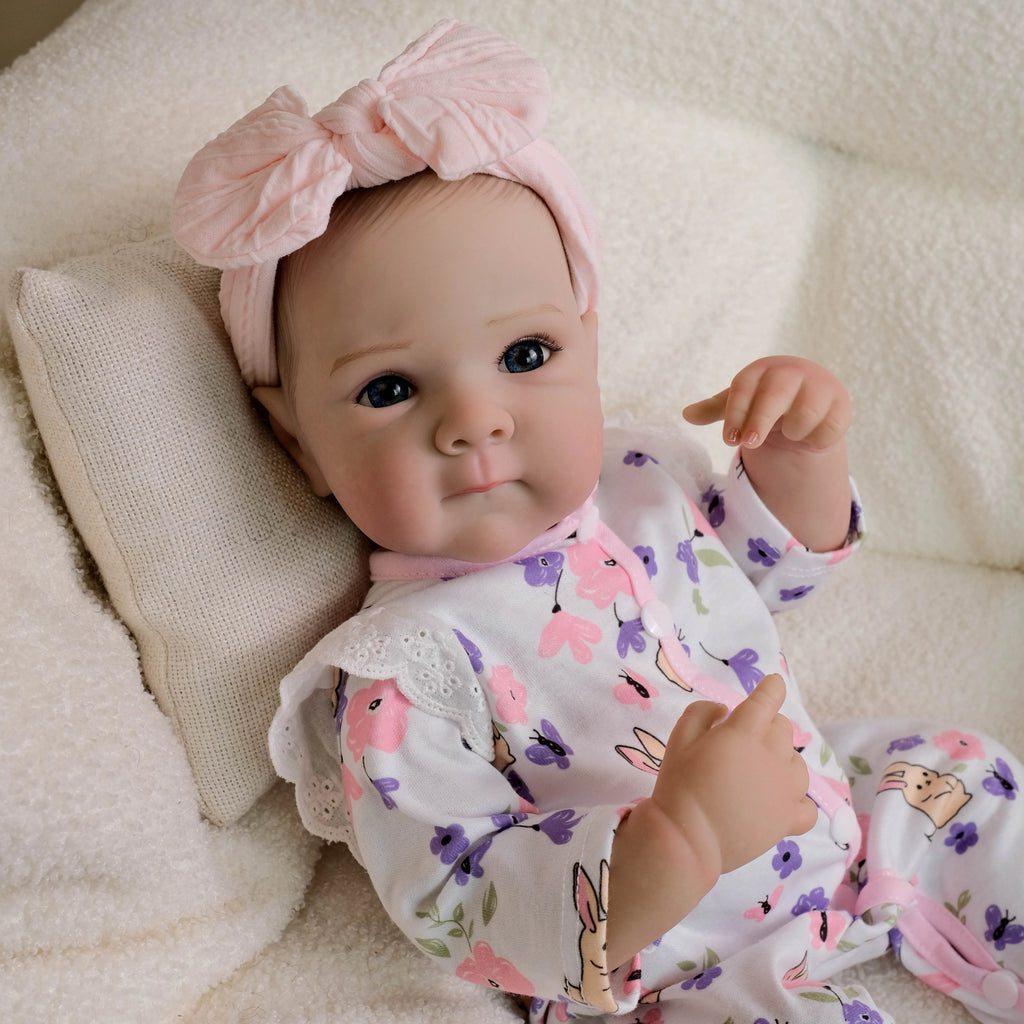 NPK 18inch Bettie Lifelike Full Body Reborn Baby Newborn Cuddly Doll with Hand Drawn Hair Multiple Layers Painting 3D Skin