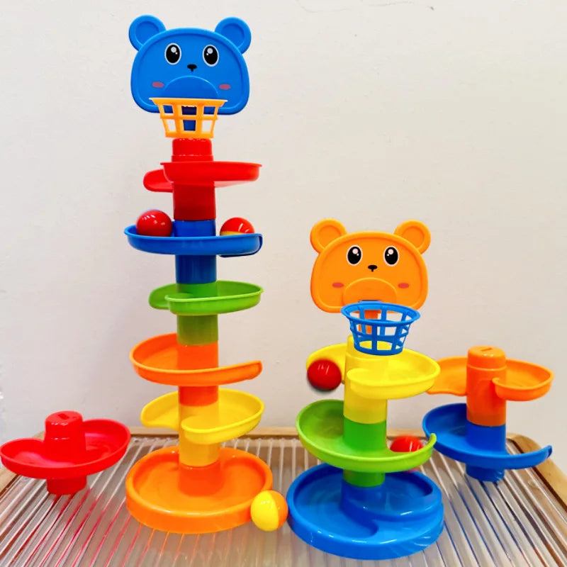 Interactive Ball Tower, Durable Interactive Ball Tower, Educational Toy with Rolling Balls and Drop Mechanism - Random Color