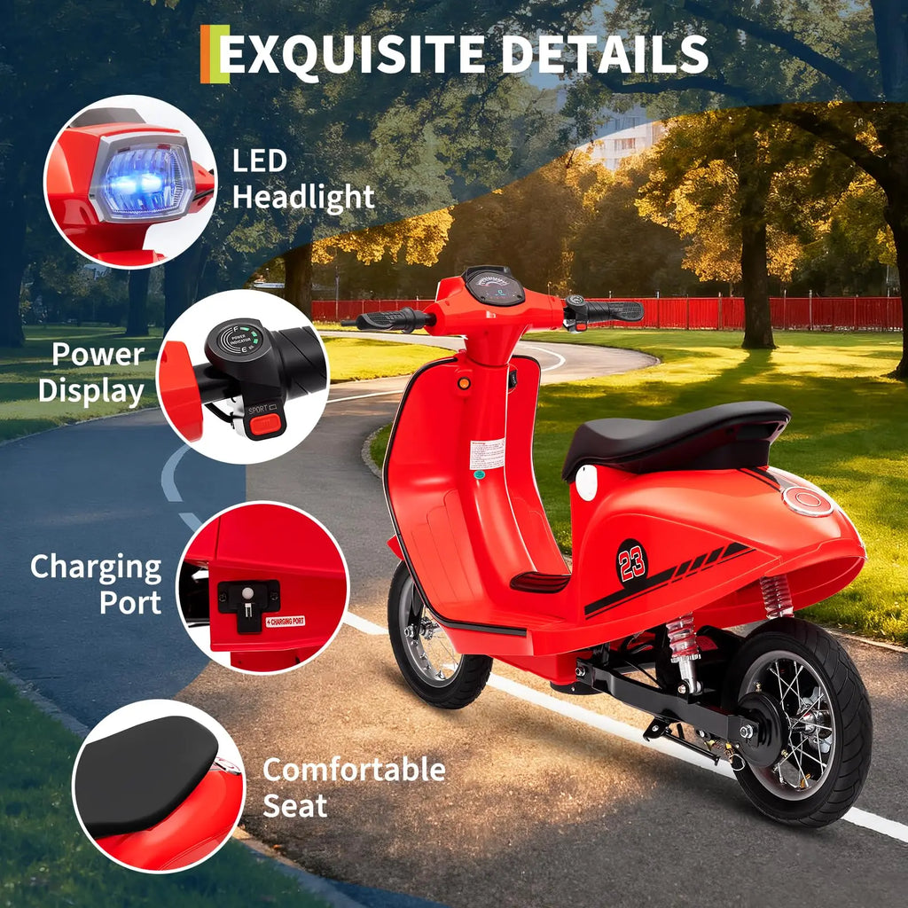 24V 350W Kids Electric Motorcycle, Dual Driving Modes Ride On Motorbike Toy With Twist Throttle & Rear Brake For Ages 8-14
