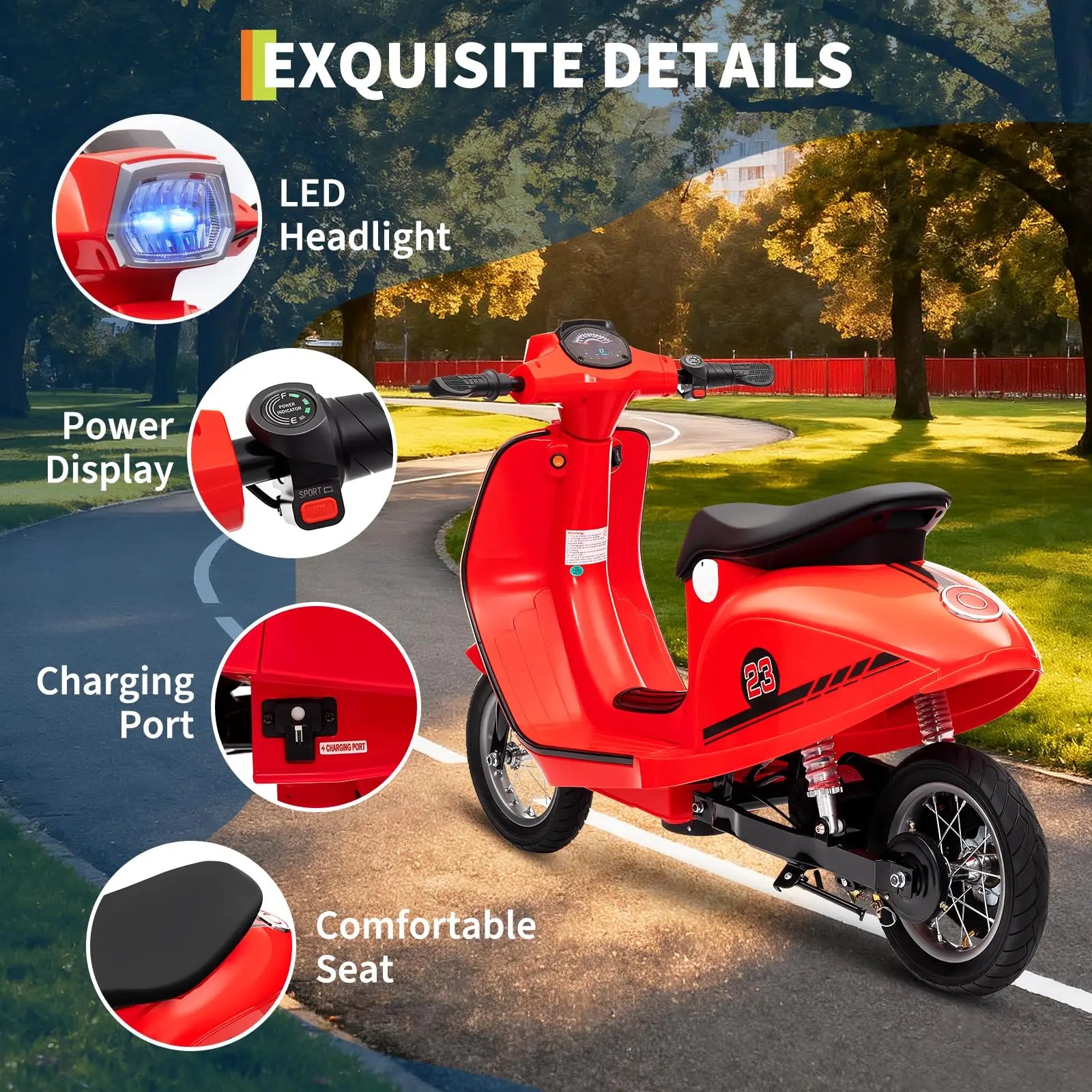 24V 350W Kids Electric Motorcycle, Dual Driving Modes Ride On Motorbike Toy With Twist Throttle & Rear Brake For Ages 8-14
