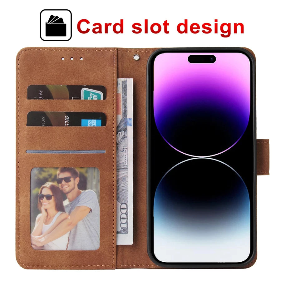 ZZXX Leather Wallet Phone Case For iPhone 16e 16 Pro Max 15 14 13 Mini 12 11 X XS XR SE2 8 7 6s Plus Flip Card Slot Holder Cover