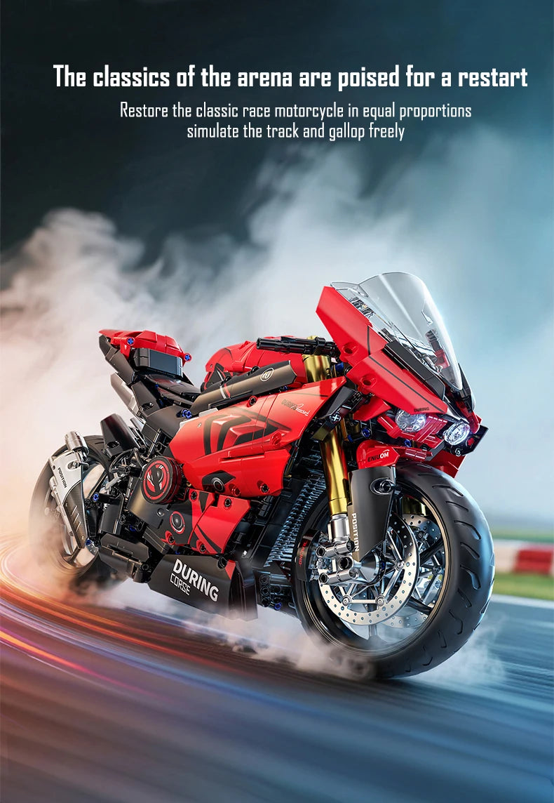 ToylinX 1:5 Motorcycle Building Blocks Set 2024pcs Technical Racing Super Motorbike Model Kids DIY Assembled Toys Gifts For Boys