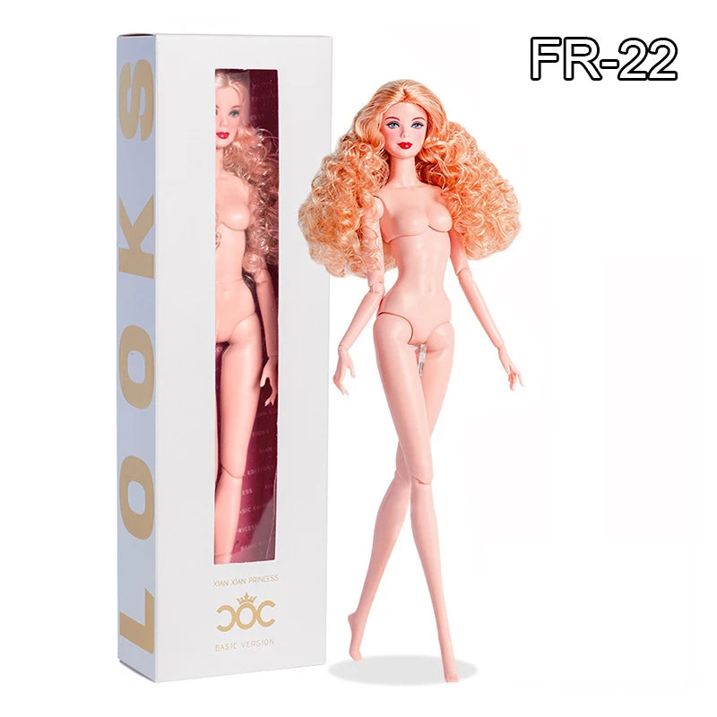32cm Supermodel Fashion Doll FR43 FR44 Molly Girl Brown Hair Skin 12 Joint Movable Body DollHouse DIY Dress Up Toys Collector