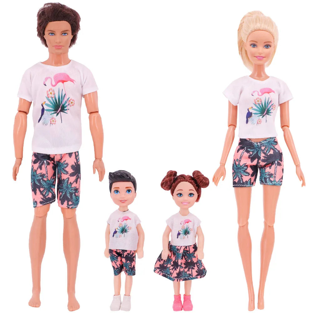 4Pcs Doll Clothes Parent Child Set For 30CM&Ken Family 5inch Kellyes Doll Clothes&5inch Kelly doll Accessories,Festival Gift Toy