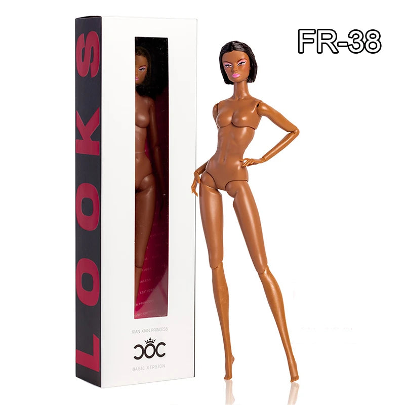 32cm Supermodel Fashion Doll FR43 FR44 Molly Girl Brown Hair Skin 12 Joint Movable Body DollHouse DIY Dress Up Toys Collector
