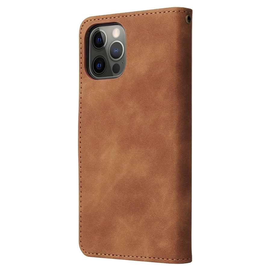 ZZXX Leather Wallet Phone Case For iPhone 16e 16 Pro Max 15 14 13 Mini 12 11 X XS XR SE2 8 7 6s Plus Flip Card Slot Holder Cover