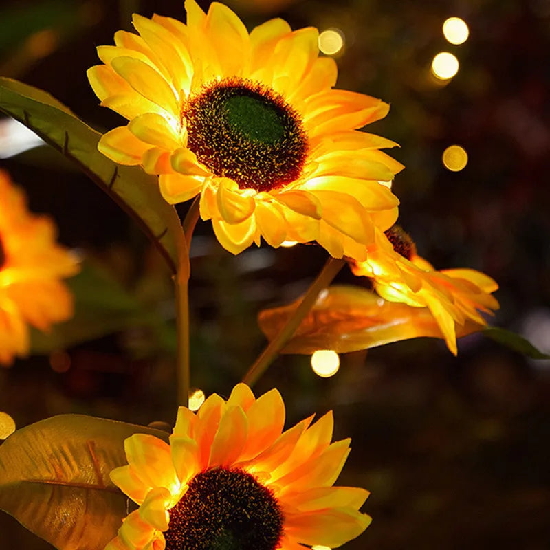 LED Solar Sunflowers Rose Flower Light Home Decorative Flower Lights Garden Decoration Lawn Lamp Waterproof Landscape Rose Light