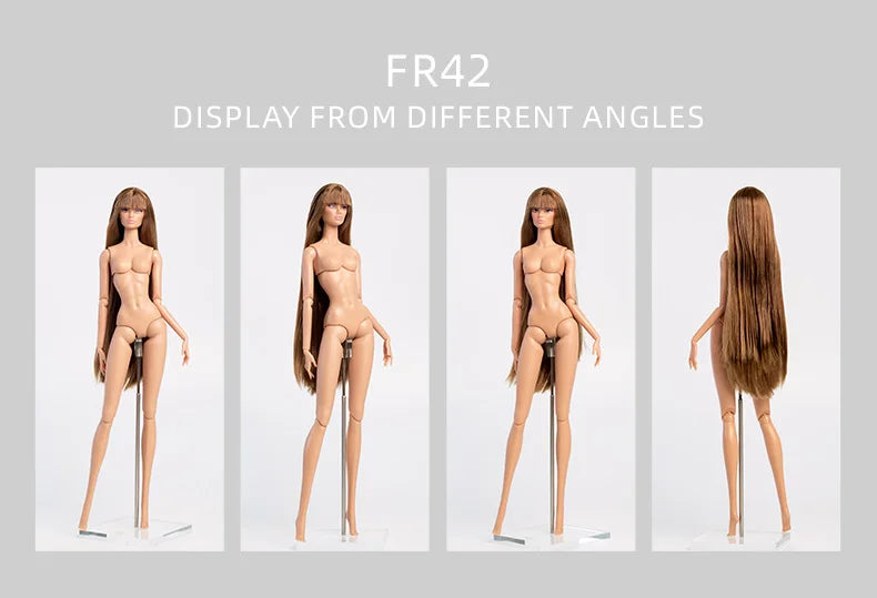 32cm Supermodel Fashion Doll FR43 FR44 Molly Girl Brown Hair Skin 12 Joint Movable Body DollHouse DIY Dress Up Toys Collector