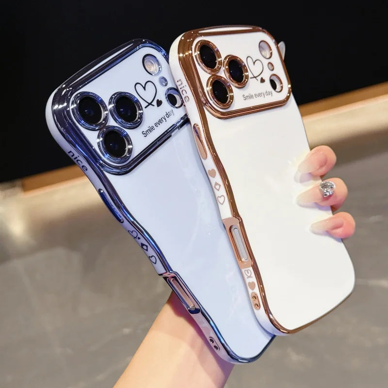 Electroplating Side Love Phone Case for IPhone 17 Pro Max 17 Air 16 15 14 Plus 13 12 11 Pro Max Cover Lens Shockproof Bumper