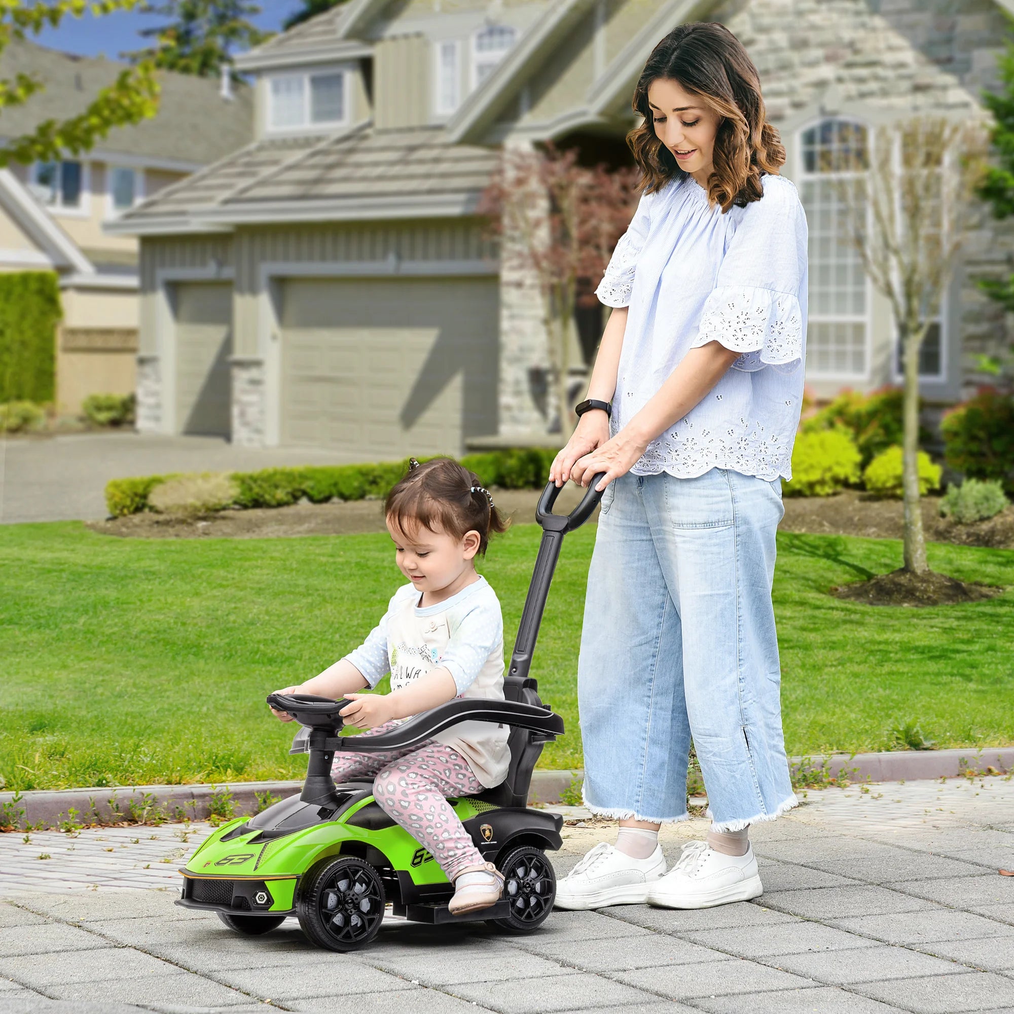 AIYAPLAY Lamborghini 2 in 1 Baby Ride on Push Car Toddler Push Along Car