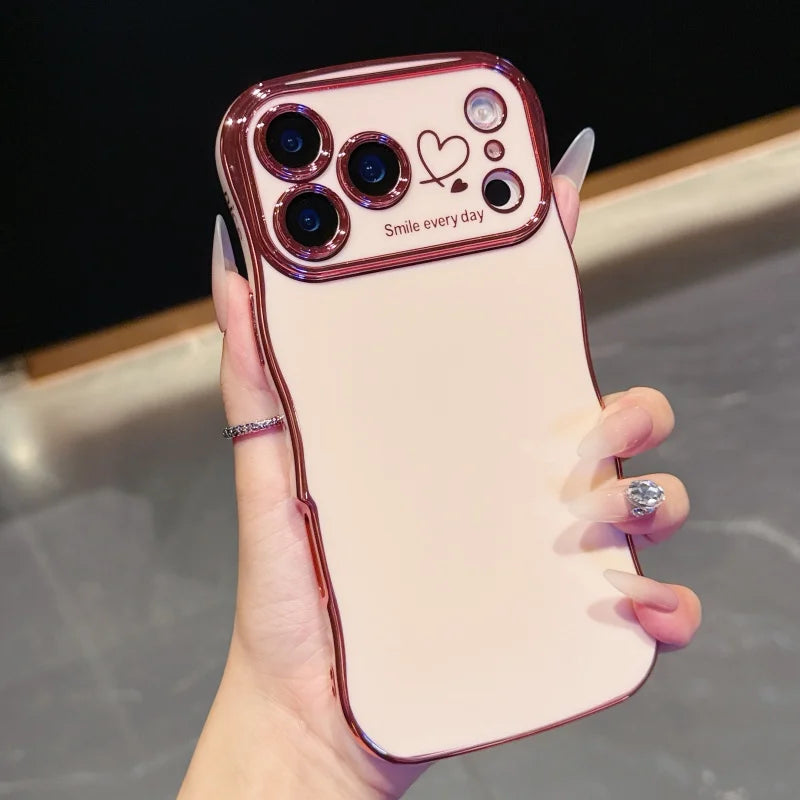 Electroplating Side Love Phone Case for IPhone 17 Pro Max 17 Air 16 15 14 Plus 13 12 11 Pro Max Cover Lens Shockproof Bumper