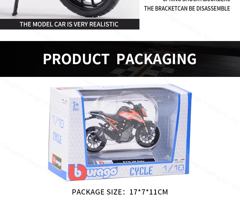 Bburago 1:18 KTM 250 Duke Authorized Simulation Alloy Motorcycle Model Toy Car Gift Collection