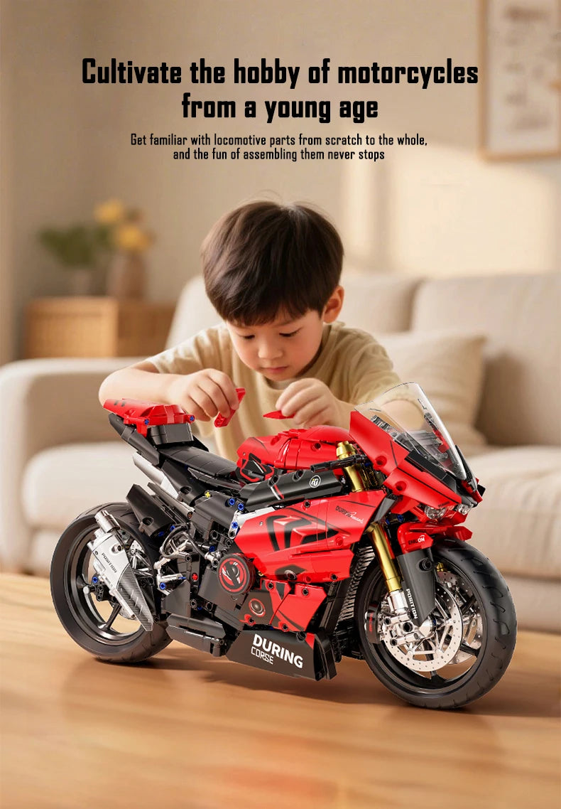 ToylinX 1:5 Motorcycle Building Blocks Set 2024pcs Technical Racing Super Motorbike Model Kids DIY Assembled Toys Gifts For Boys