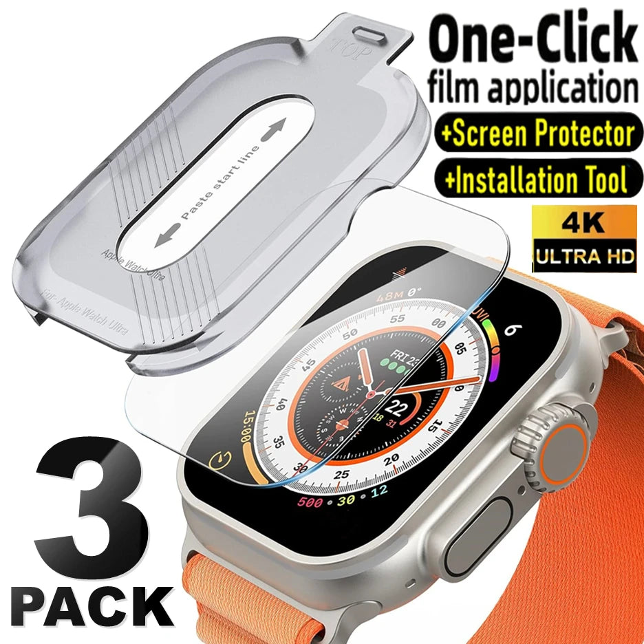 Easy Install Bubble Free Clear Tempered Glass For Apple Watch Ultra 2 Ultra3 Anti-Scratch Screen Protector For iWatch Ultra 49mm